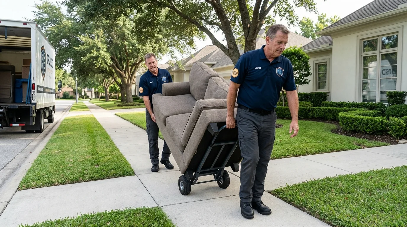Local residential moving crew loading furniture in Spooner, WI